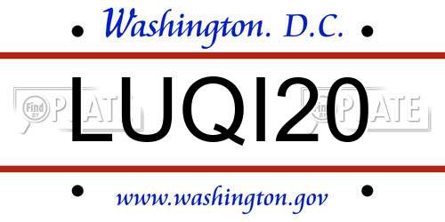 LUQI20 District Of Columbia License Plate
