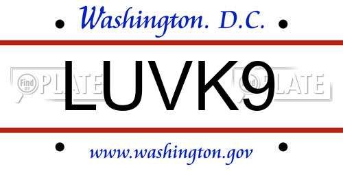 LUVK9 District Of Columbia License Plate