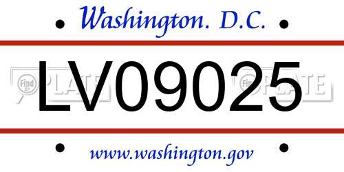 LV09025 District Of Columbia License Plate