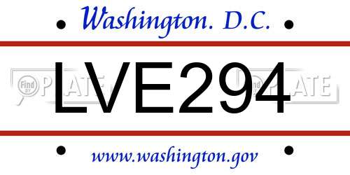 LVE294 District Of Columbia License Plate