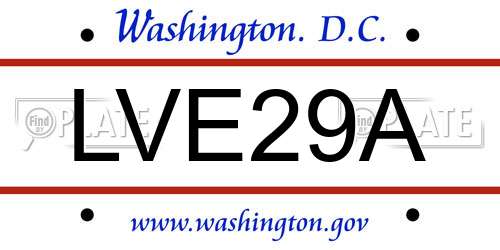 LVE29A District Of Columbia License Plate