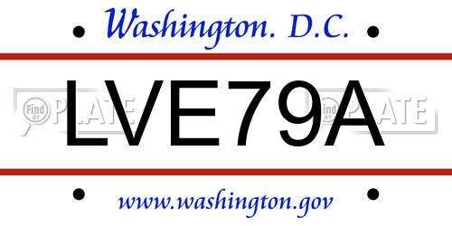 LVE79A District Of Columbia License Plate
