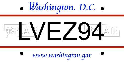 LVEZ94 District Of Columbia License Plate