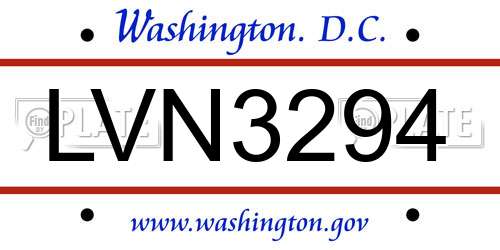 LVN3294 District Of Columbia License Plate