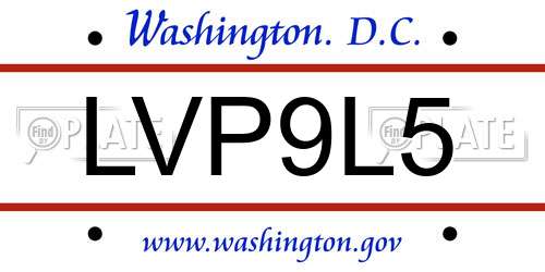 LVP9L5 District Of Columbia License Plate