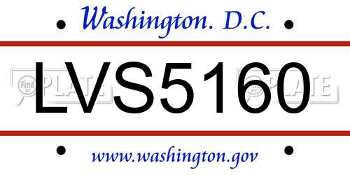 LVS5160 District Of Columbia License Plate