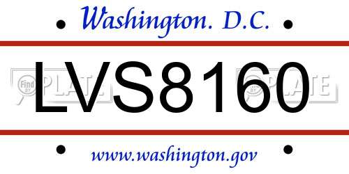 LVS8160 District Of Columbia License Plate