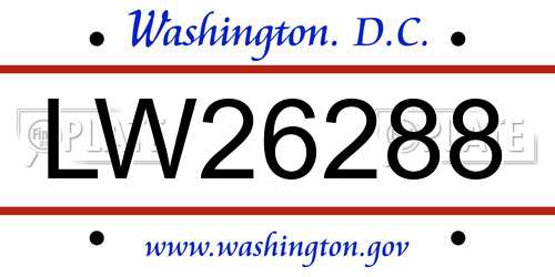 LW26288 District Of Columbia License Plate