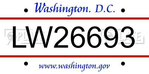 LW26693 District Of Columbia License Plate