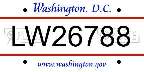 LW26788 District Of Columbia License Plate