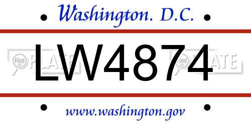 LW4874 District Of Columbia License Plate