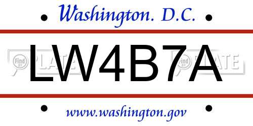 LW4B7A District Of Columbia License Plate