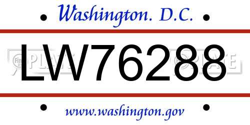 LW76288 District Of Columbia License Plate