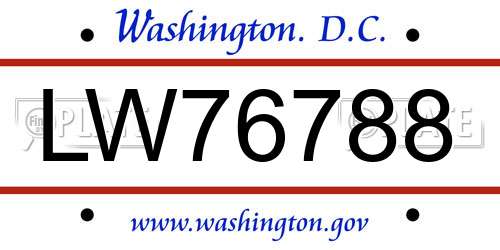 LW76788 District Of Columbia License Plate