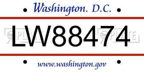 LW88474 District Of Columbia License Plate