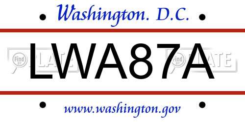 LWA87A District Of Columbia License Plate