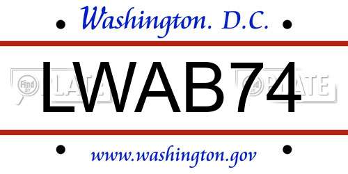 LWAB74 District Of Columbia License Plate