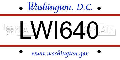 LWI640 District Of Columbia License Plate