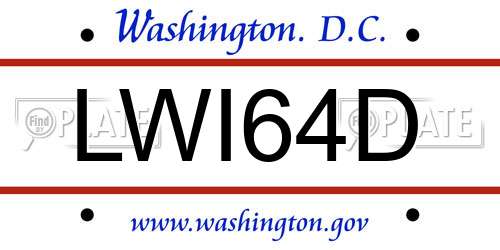 LWI64D District Of Columbia License Plate