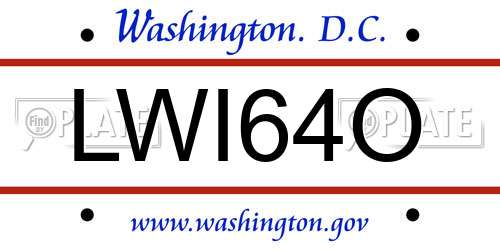 LWI64O District Of Columbia License Plate