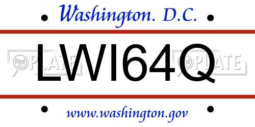 LWI64Q District Of Columbia License Plate