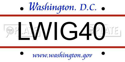 LWIG40 District Of Columbia License Plate
