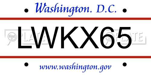 LWKX65 District Of Columbia License Plate