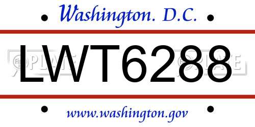 LWT6288 District Of Columbia License Plate