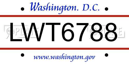 LWT6788 District Of Columbia License Plate