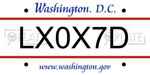 LX0X7D District Of Columbia License Plate