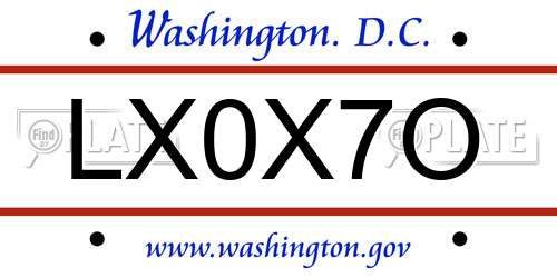 LX0X7O District Of Columbia License Plate