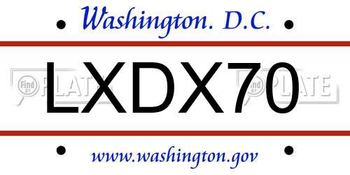 LXDX70 District Of Columbia License Plate