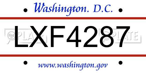 LXF4287 District Of Columbia License Plate