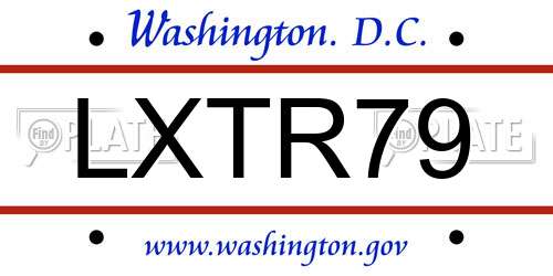 LXTR79 District Of Columbia License Plate