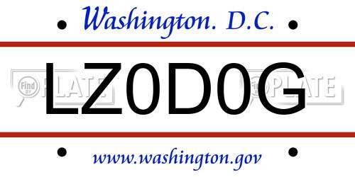 LZ0D0G District Of Columbia License Plate