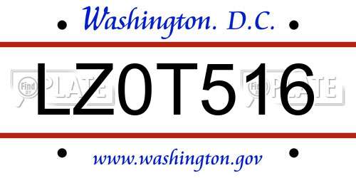 LZ0T516 District Of Columbia License Plate