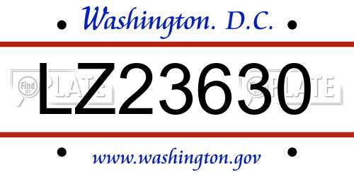 LZ23630 District Of Columbia License Plate