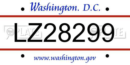 LZ28299 District Of Columbia License Plate