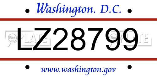 LZ28799 District Of Columbia License Plate