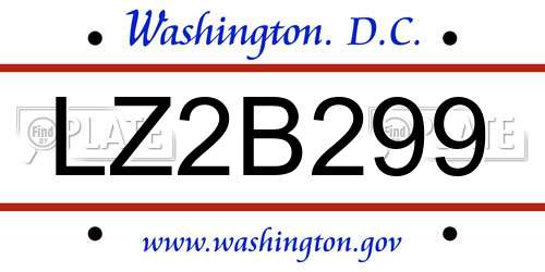 LZ2B299 District Of Columbia License Plate