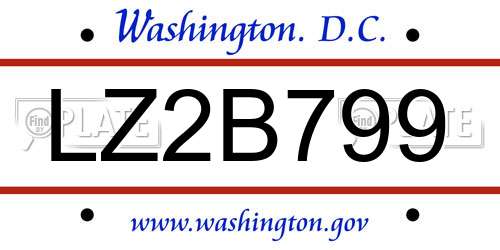 LZ2B799 District Of Columbia License Plate
