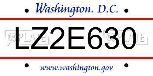 LZ2E630 District Of Columbia License Plate