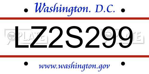 LZ2S299 District Of Columbia License Plate