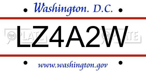 LZ4A2W District Of Columbia License Plate