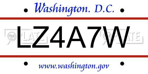 LZ4A7W District Of Columbia License Plate