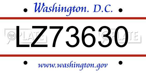 LZ73630 District Of Columbia License Plate