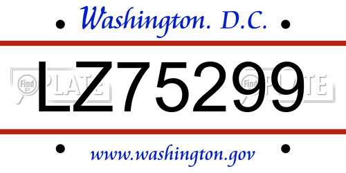 LZ75299 District Of Columbia License Plate
