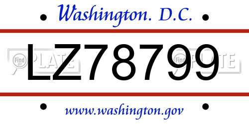 LZ78799 District Of Columbia License Plate