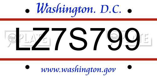 LZ7S799 District Of Columbia License Plate