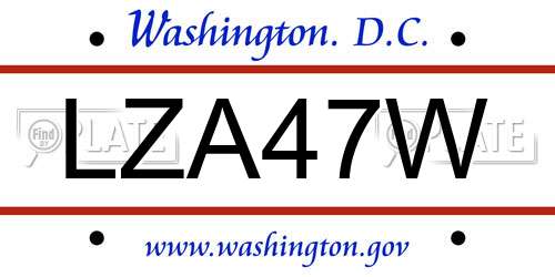 LZA47W District Of Columbia License Plate